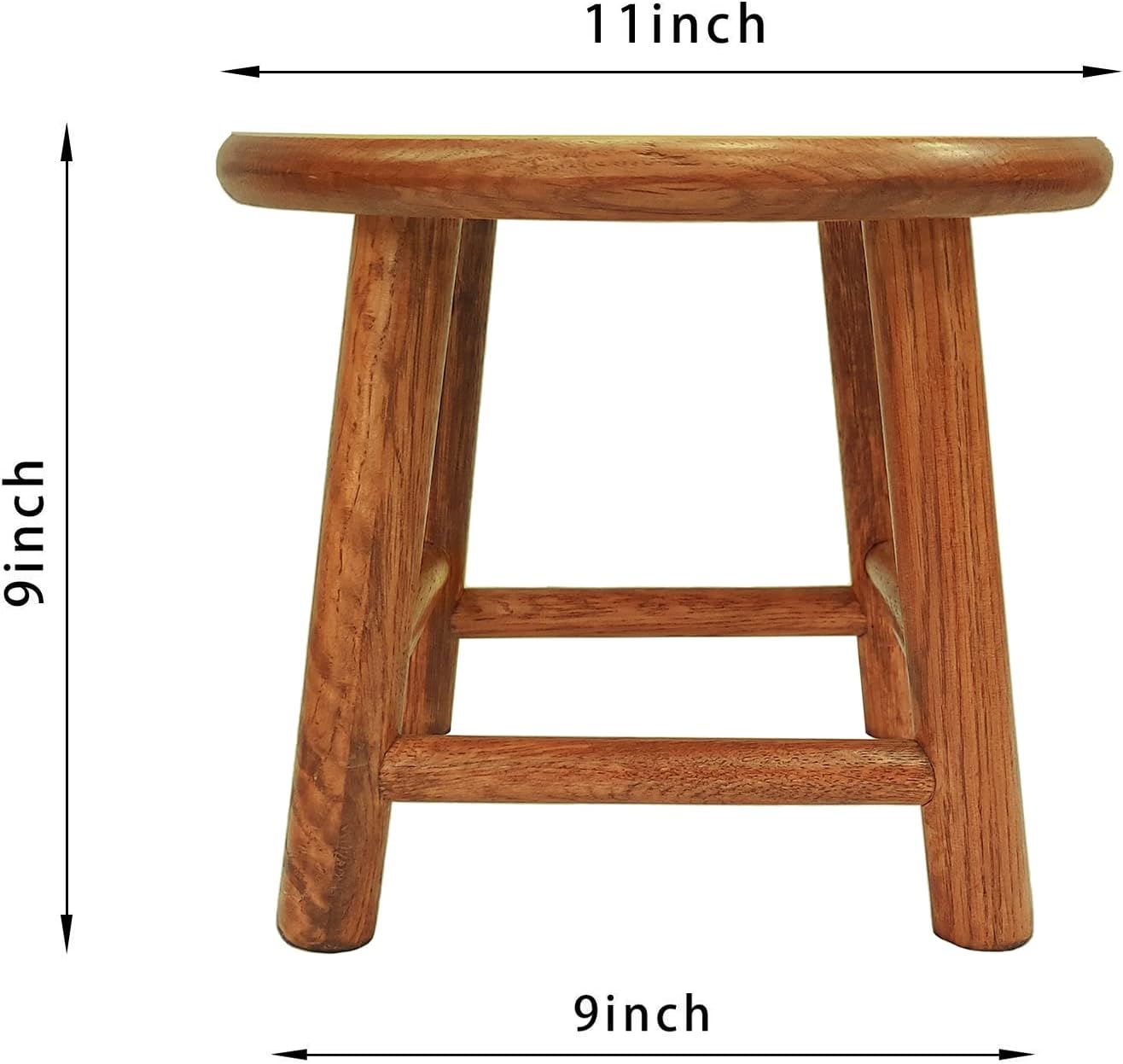 Kids Stool Grown Oak Plant Stand Handcrafted Solid Wood 9" Low Round Step Stool