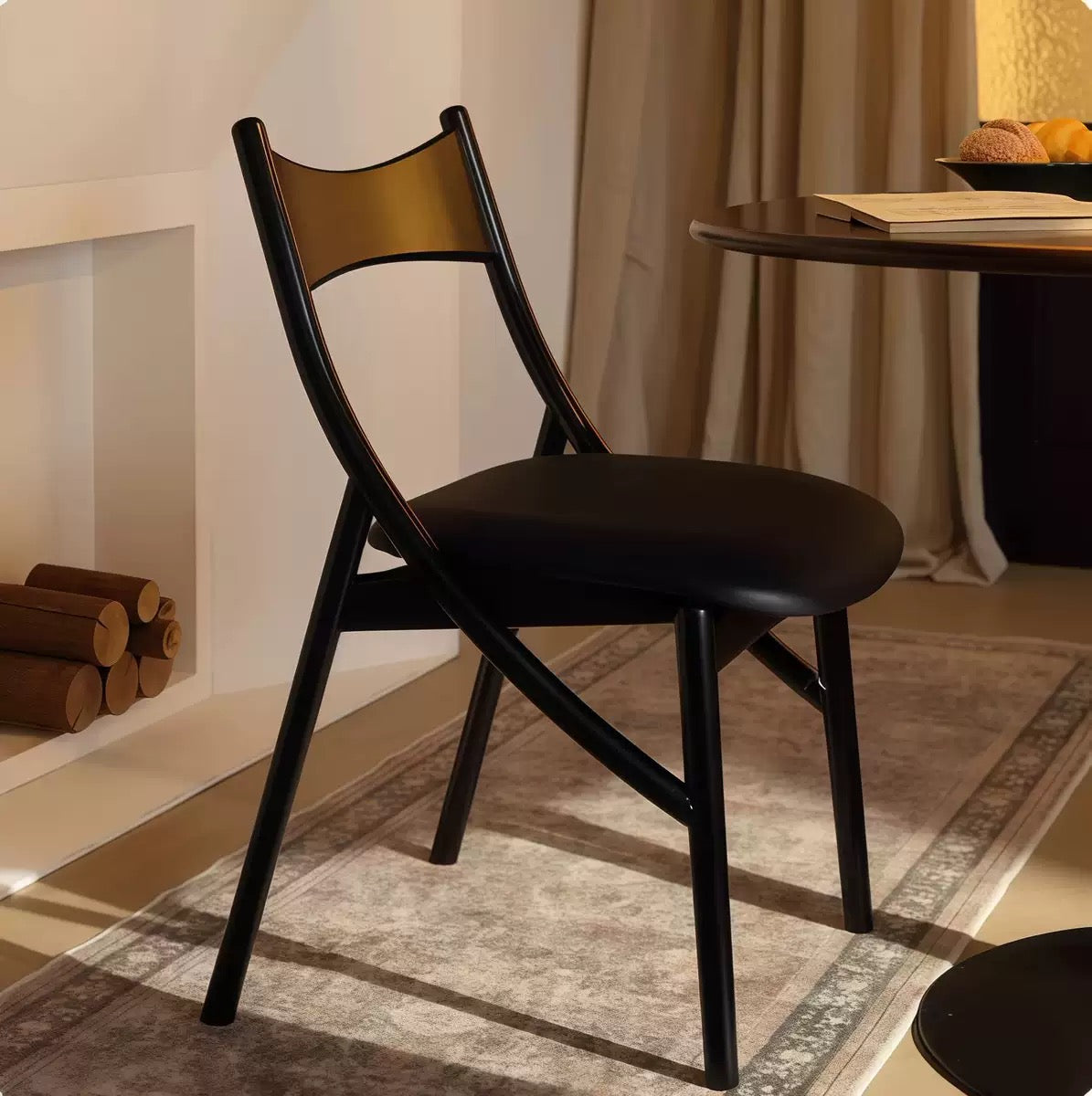 Mid-Century Style Dining Chair — Solid Wood Designer "Cat-Ear" Chair