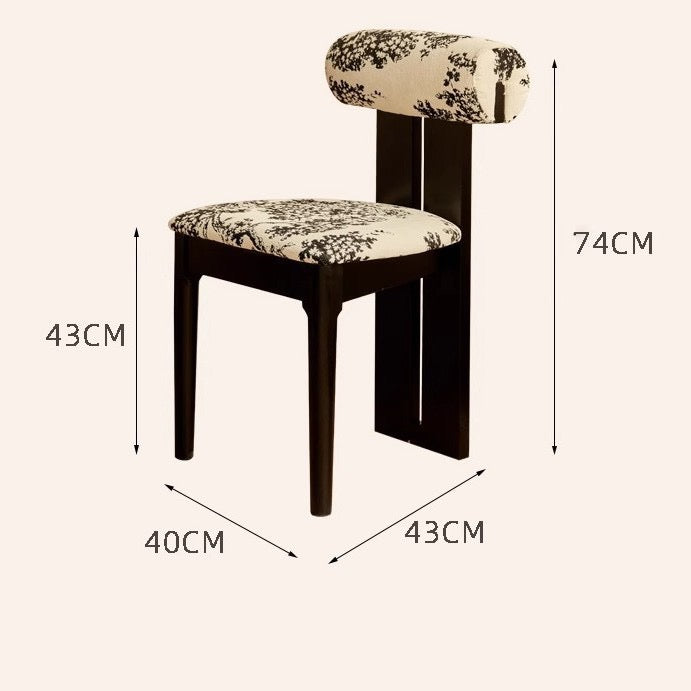 Retro French Mid-Century Dining Chair | "Hippo" Design Accent Chair with Patterned Backrest