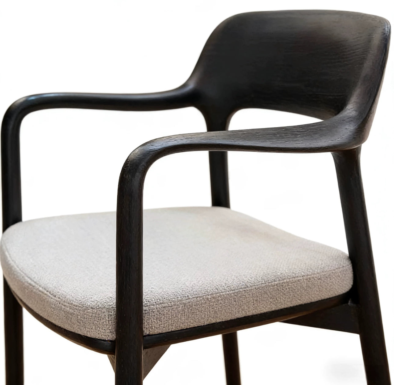 Solid Ash Wood Dining Chair with Padded Cushion Seat | Mid-Century Modern Armchair