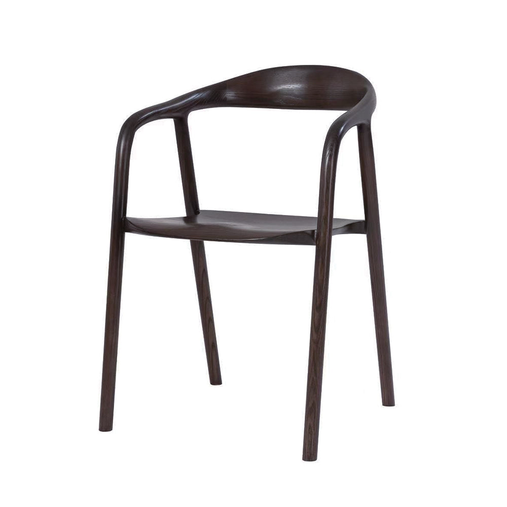 Modern Nordic Solid Ash Wood Dining Chair, High Curved Hoop Arm Dining Chair with Solid Wood Seat