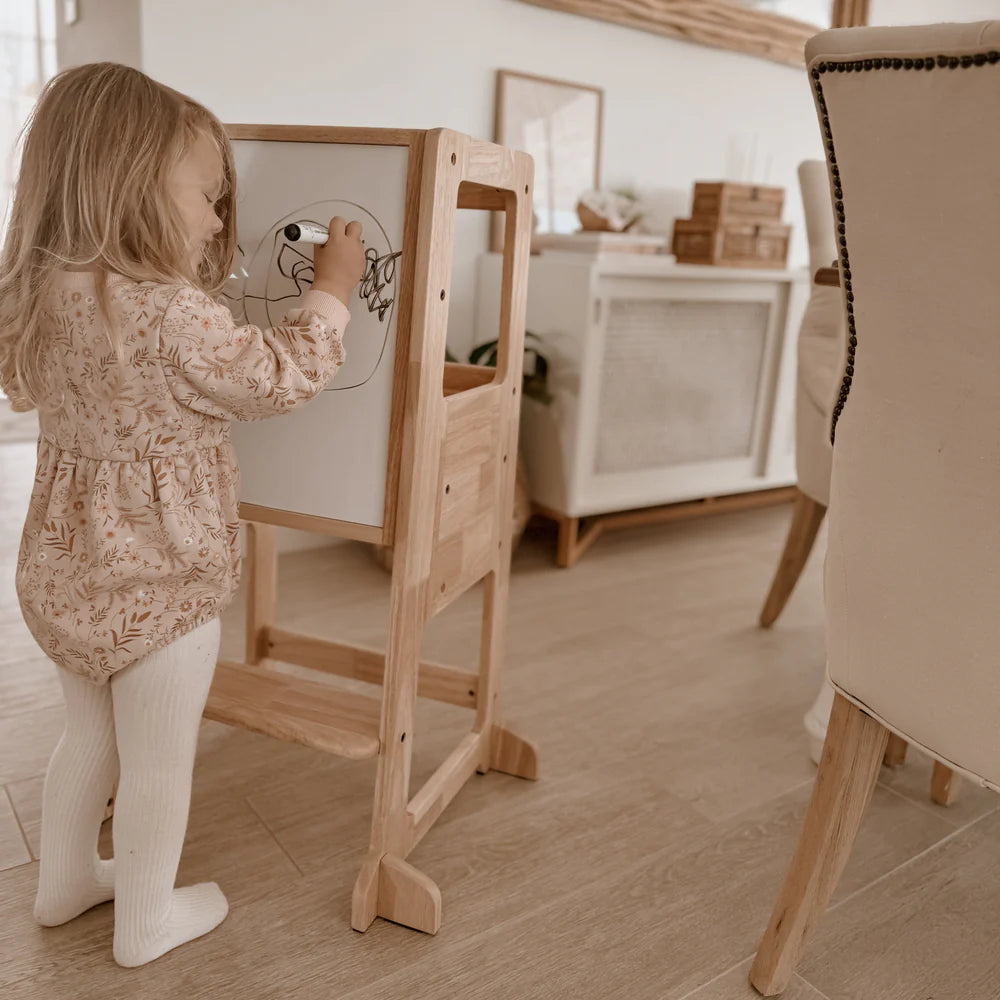 Wooden Adjustable Kids Kitchen Learning Stool