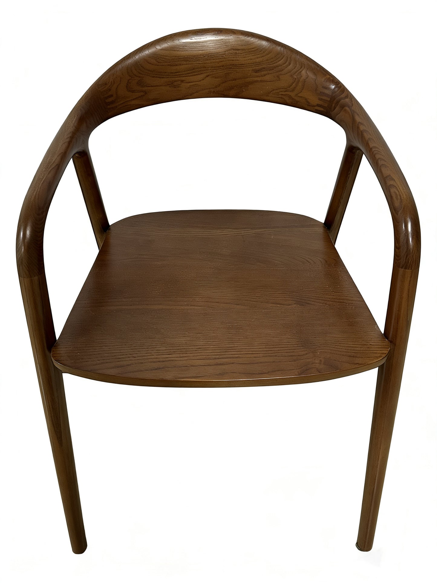 Premium solid wood armchair with ergonomic curved backrest in walnut finish - Huan Furniture