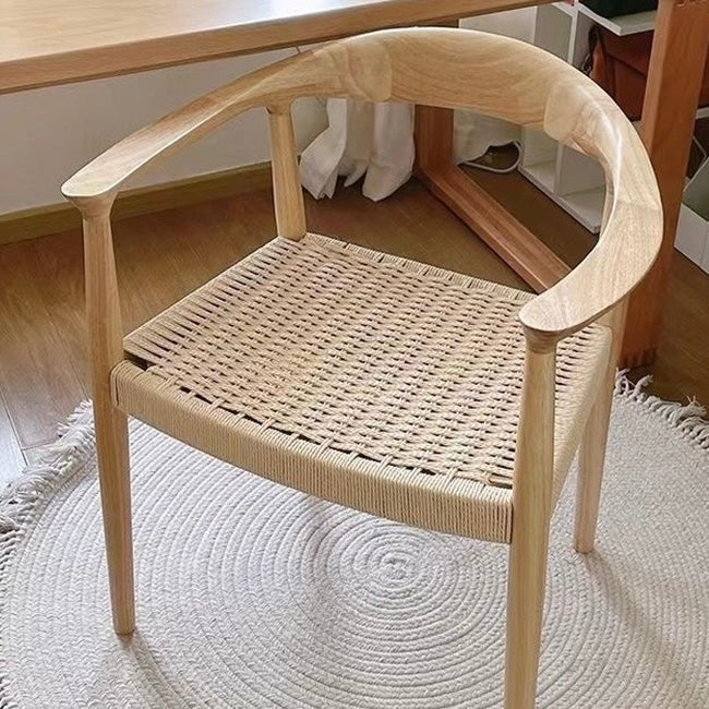 Classic Hiroshima Armchair with Hand-Woven Paper Cord Seat | Solid Ash Wood Dining Chair