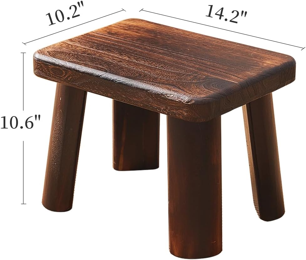 Wooden Step Stool Foot Stool Kitchen Wooden Stool Small Bench for Kids Wood Plant Stand (14.2"x10.2"x10.6")