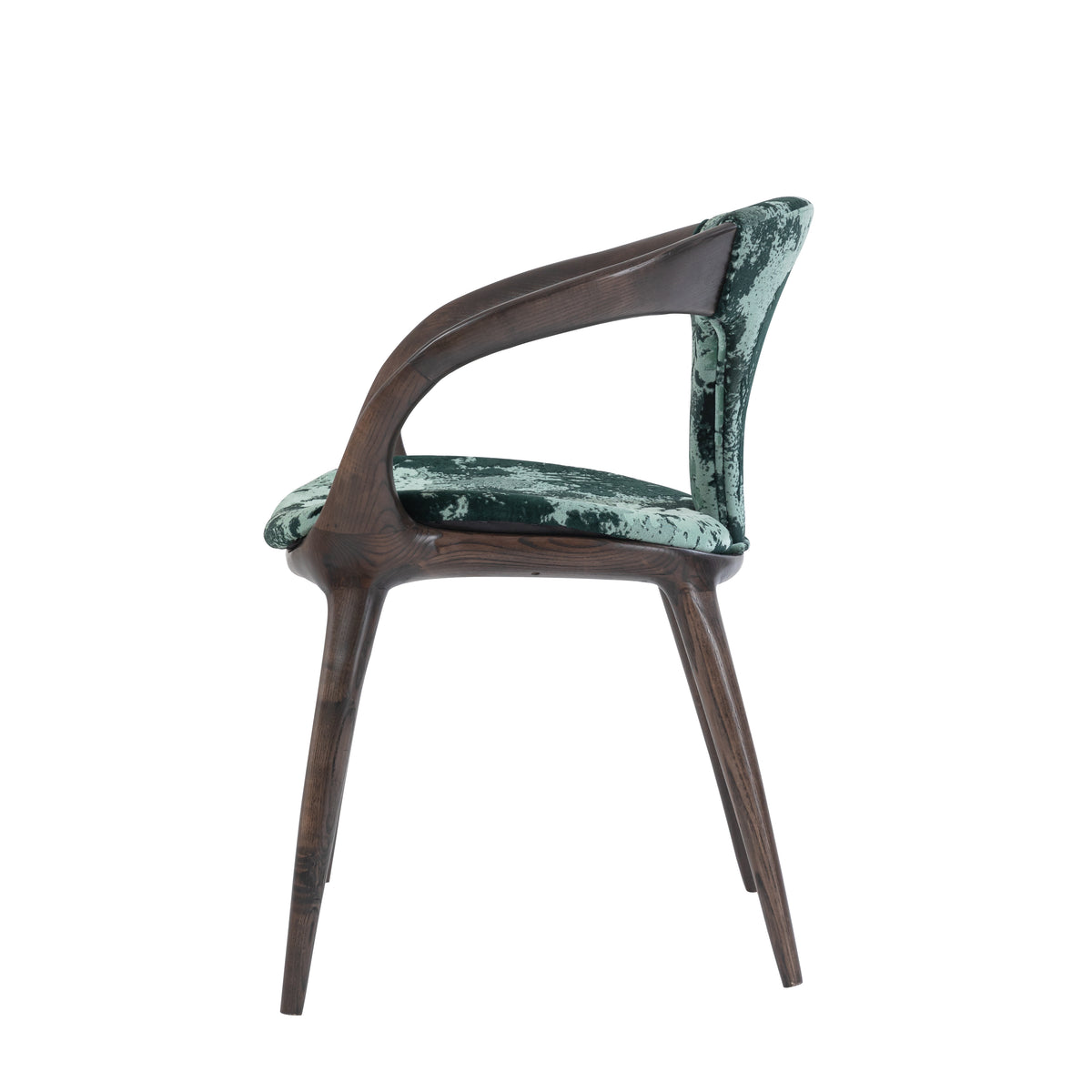 Wholesale "Lanyue" Solid Wood Armchair with Curved Back | Luxury Velvet Upholstered Dining Chair for Fine Dining & Hotel