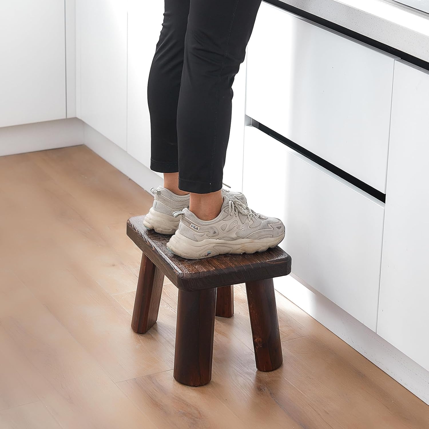 Wooden Step Stool Foot Stool Kitchen Wooden Stool Small Bench for Kids Wood Plant Stand (14.2"x10.2"x10.6")