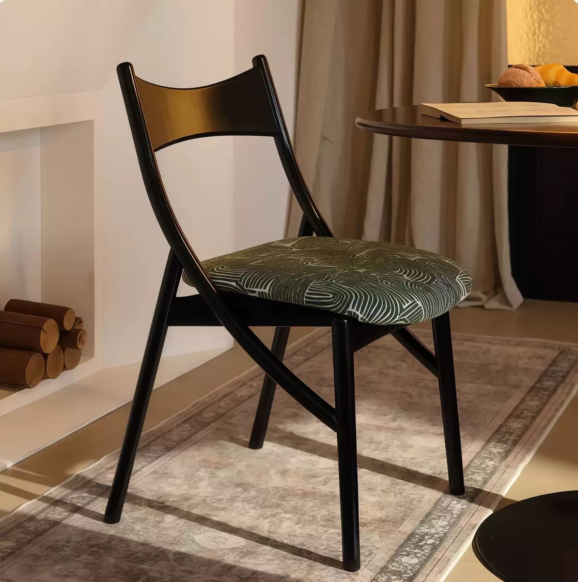 Mid-Century Style Dining Chair — Solid Wood Designer "Cat-Ear" Chair