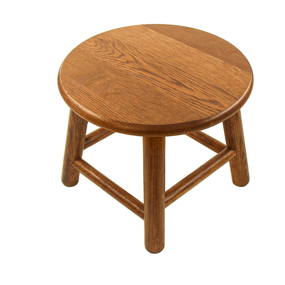 Kids Stool Grown Oak Plant Stand Handcrafted Solid Wood 9" Low Round Step Stool