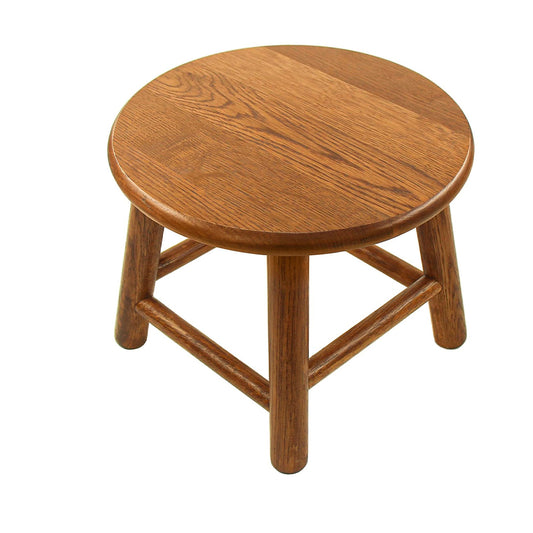 Kids Stool Grown Oak Plant Stand Handcrafted Solid Wood 9" Low Round Step Stool