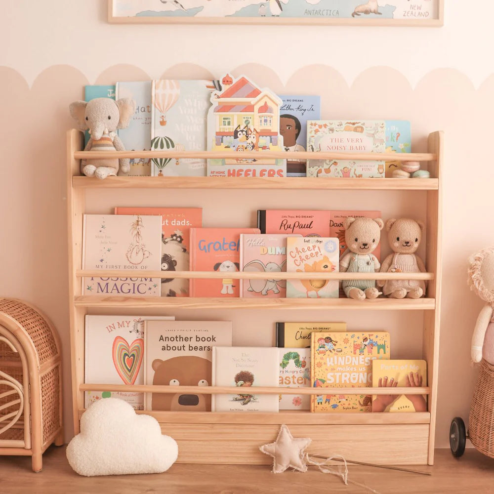 3 Tier Adjustable Solid Wood Bookshelf