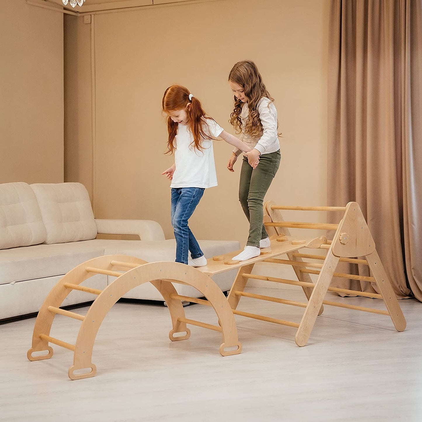 Kid Climb Frame Waldorf Arch Rocker Ramp Indoor Climbing Triangle Set Montessori Frame Climbing Triangle