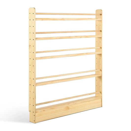 5 Tier Adjustable Solid Wood Bookshelf