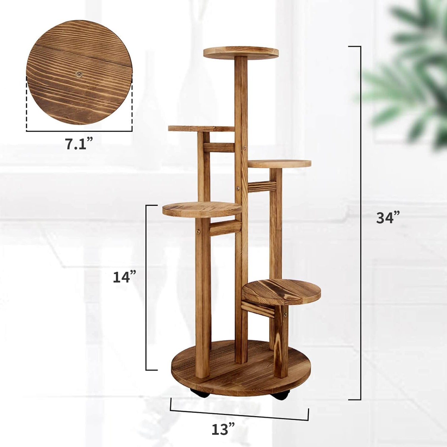 Wood Plant Shelf Corner Display Rack 5 Tiered Tall Plant Stand for Indoor Flower Stand