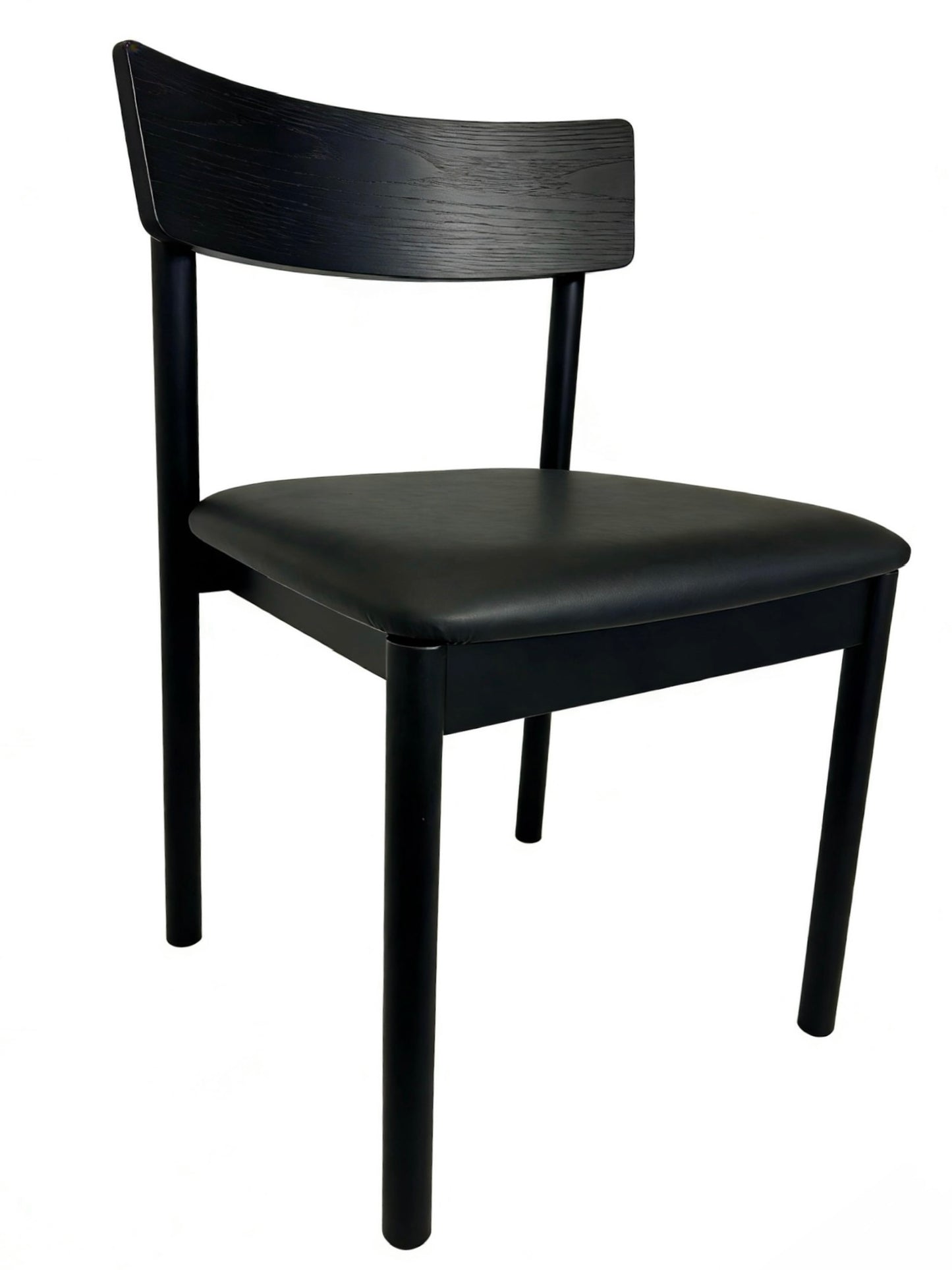 Minimalist Matte Black Solid Wood Dining Chair | Ergonomic Padded Seating