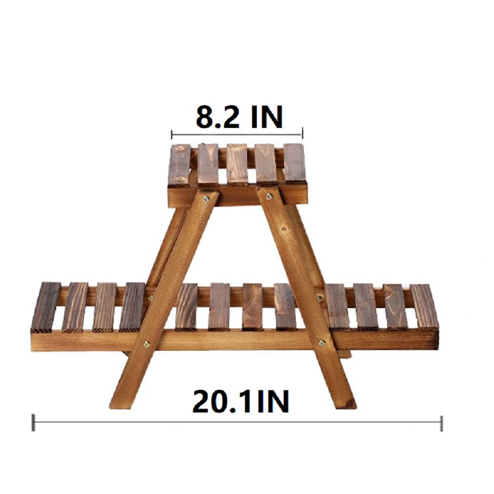 2 Tiers Wood Plant Stand,Small Plant Shelf Indoor Outdoor, Plant Display Rack Organizer for Living Room Balcony Garden
