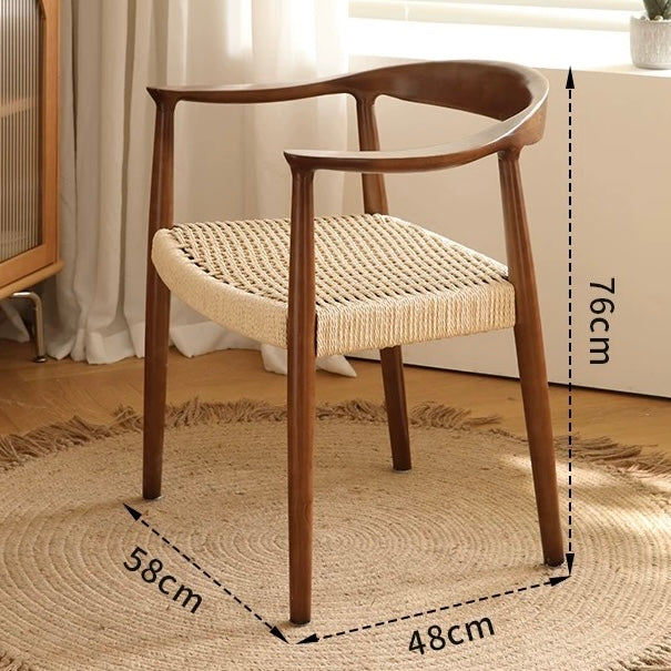 Classic Hiroshima Armchair with Hand-Woven Paper Cord Seat | Solid Ash Wood Dining Chair