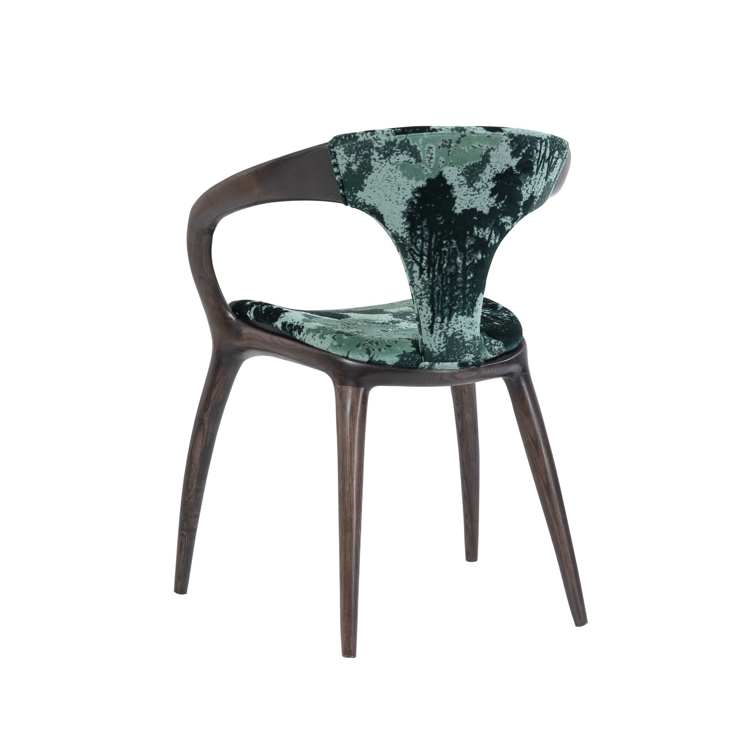 Wholesale "Lanyue" Solid Wood Armchair with Curved Back | Luxury Velvet Upholstered Dining Chair for Fine Dining & Hotel