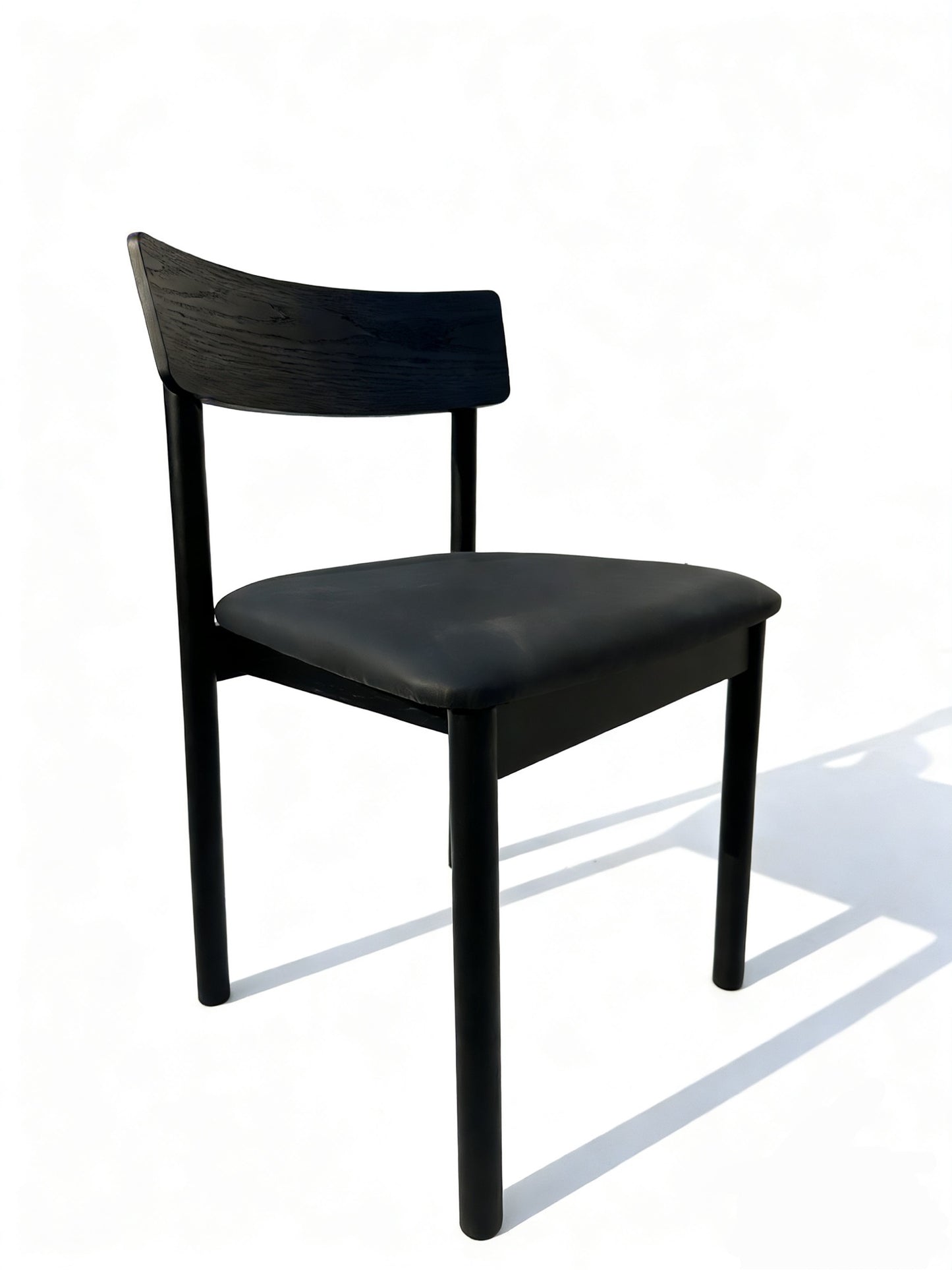 Minimalist Matte Black Solid Wood Dining Chair | Ergonomic Padded Seating