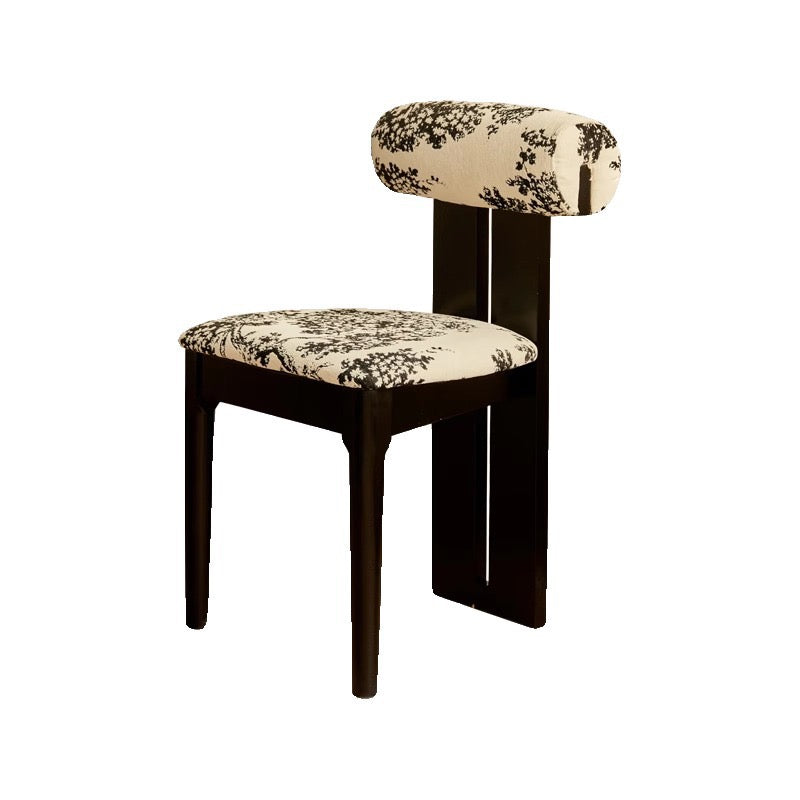 Retro French Mid-Century Dining Chair | "Hippo" Design Accent Chair with Patterned Backrest