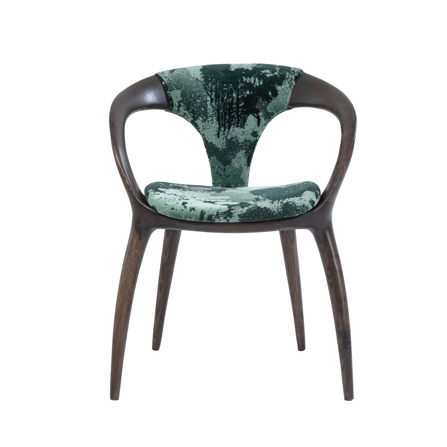 Wholesale "Lanyue" Solid Wood Armchair with Curved Back | Luxury Velvet Upholstered Dining Chair for Fine Dining & Hotel