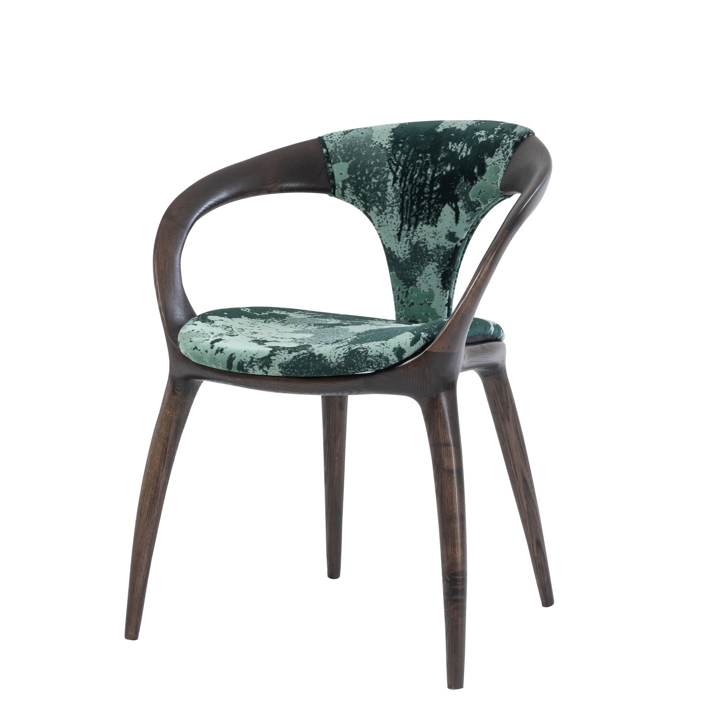 Wholesale "Lanyue" Solid Wood Armchair with Curved Back | Luxury Velvet Upholstered Dining Chair for Fine Dining & Hotel