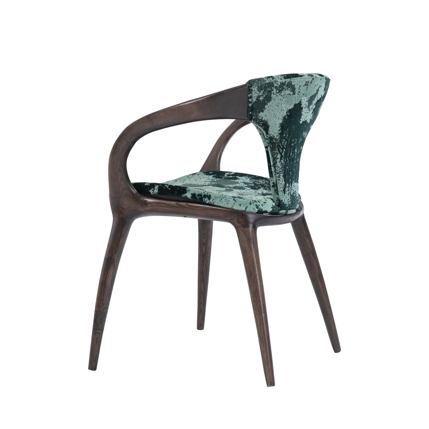 Wholesale "Lanyue" Solid Wood Armchair with Curved Back | Luxury Velvet Upholstered Dining Chair for Fine Dining & Hotel