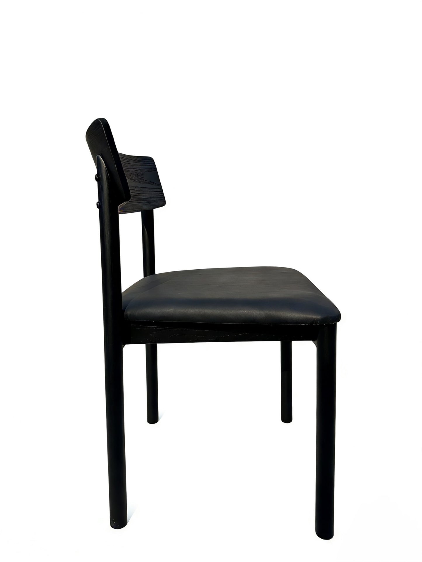 Minimalist Matte Black Solid Wood Dining Chair | Ergonomic Padded Seating