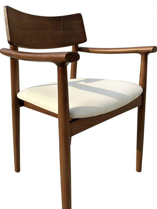 Mid-Century Modern Solid Wood Armchair | Scandinavian Padded Dining Chair