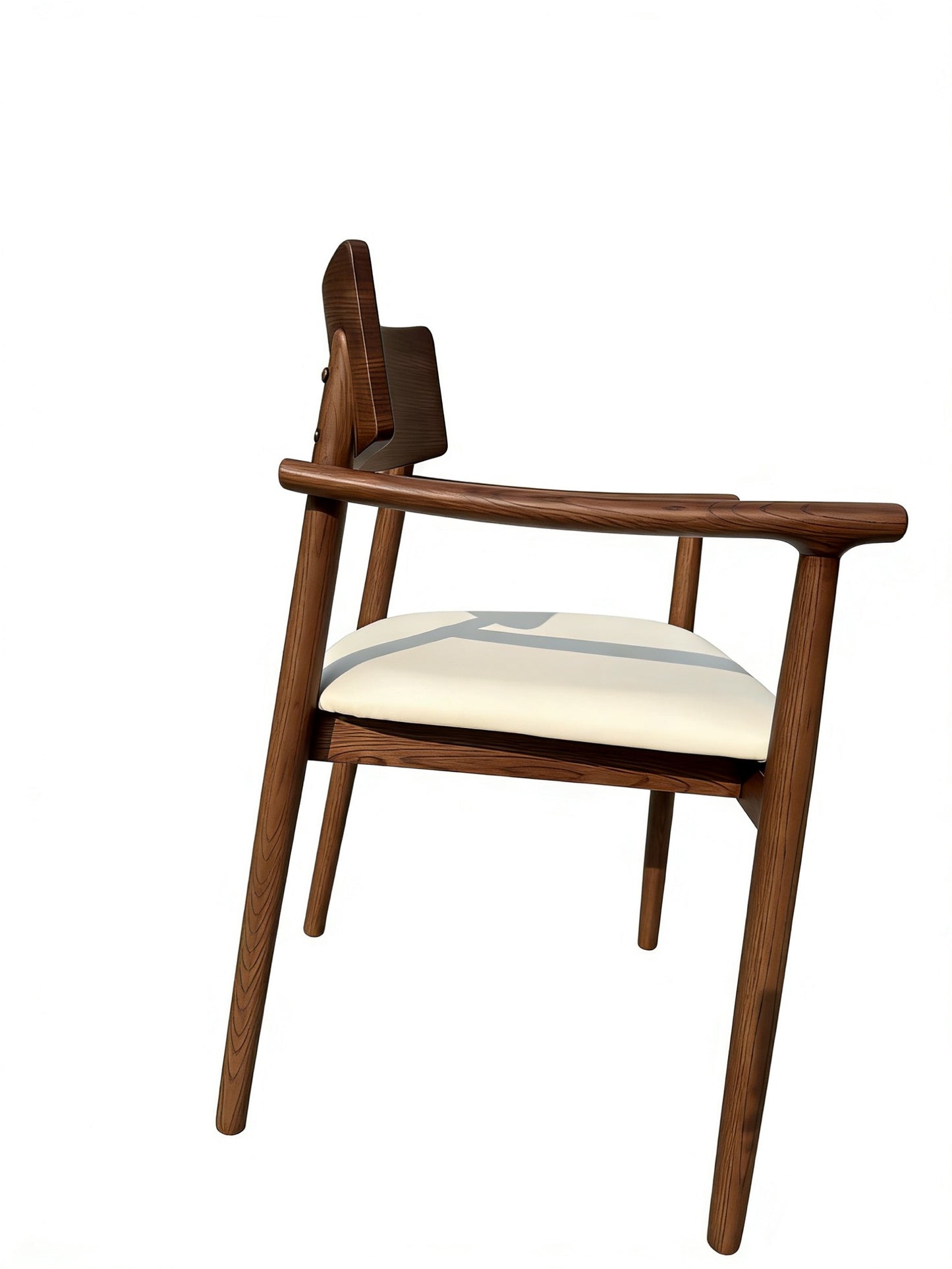 Mid-Century Modern Solid Wood Armchair | Scandinavian Padded Dining Chair