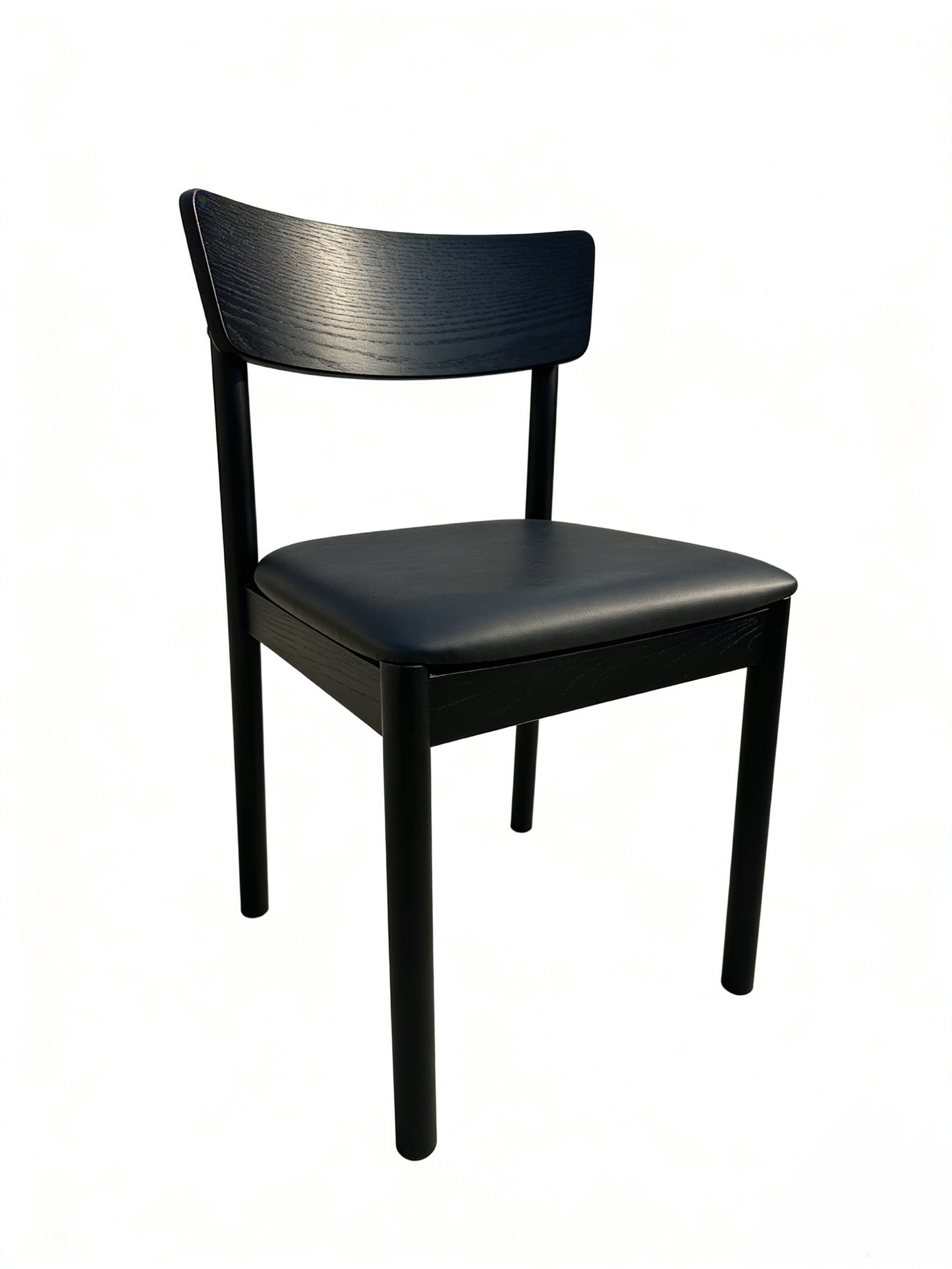 Minimalist Matte Black Solid Wood Dining Chair | Ergonomic Padded Seating