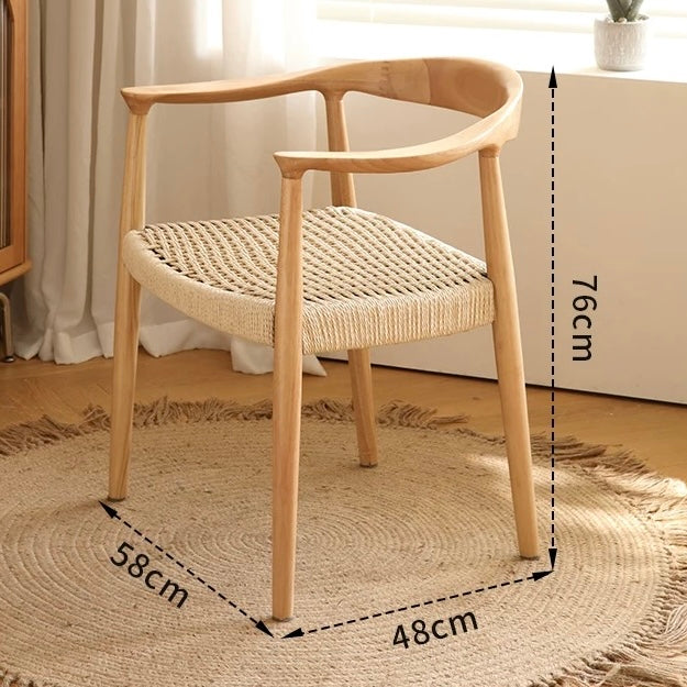 Classic Hiroshima Armchair with Hand-Woven Paper Cord Seat | Solid Ash Wood Dining Chair