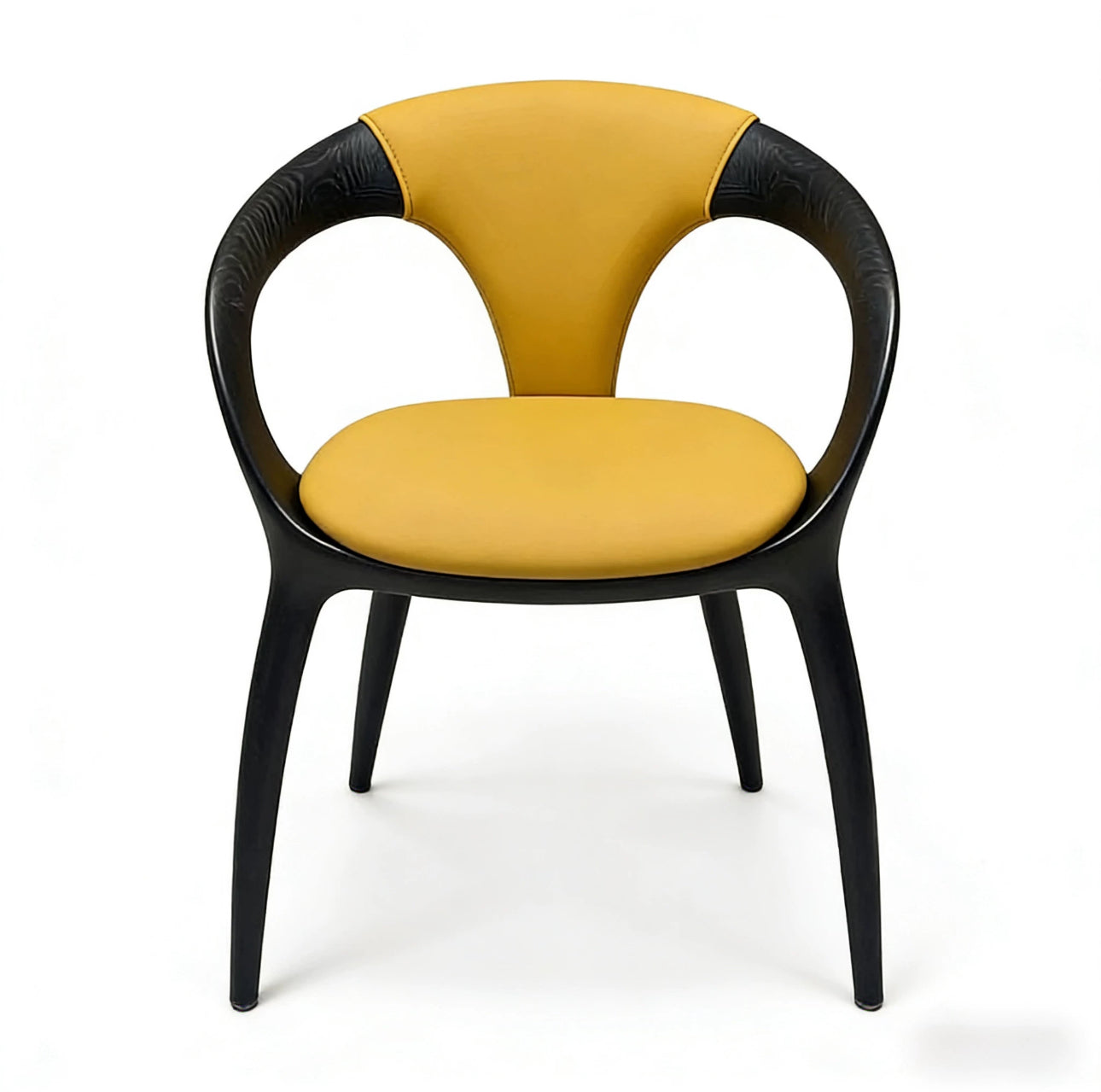 Customizable Solid Ash Wood Dining Chair | Upholstered Armchair with Curved Backrest