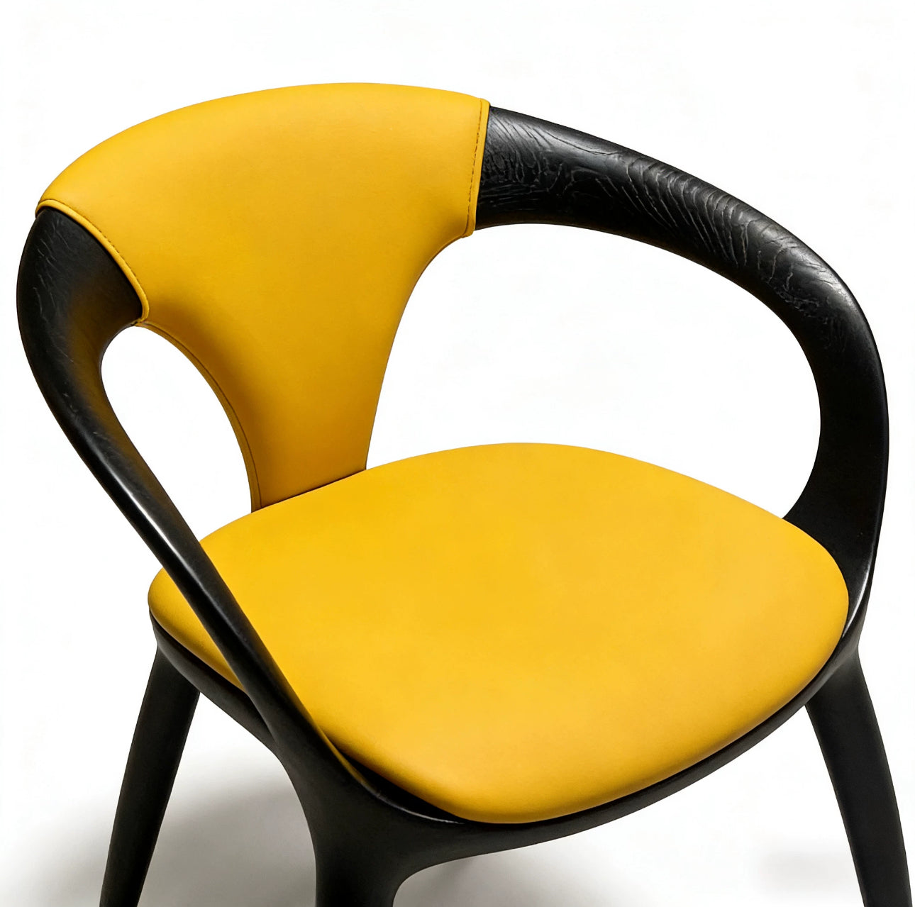 Customizable Solid Ash Wood Dining Chair | Upholstered Armchair with Curved Backrest