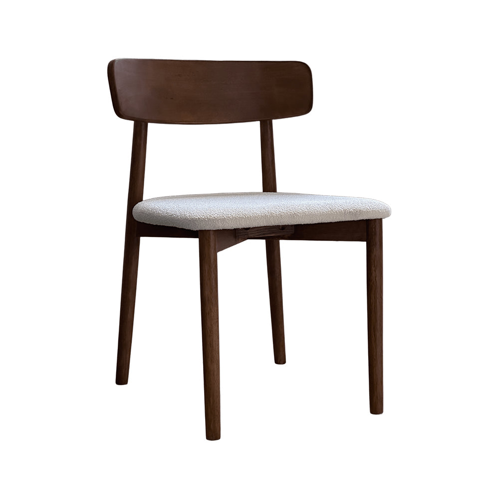Modern Nordic Solid Ash Wood Dining Chair, Flat Slab Backrest Wooden Chair with Fabric Upholstered Seat