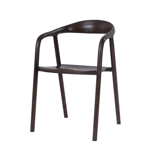 Modern Nordic Solid Ash Wood Dining Chair, High Curved Hoop Arm Dining Chair with Solid Wood Seat