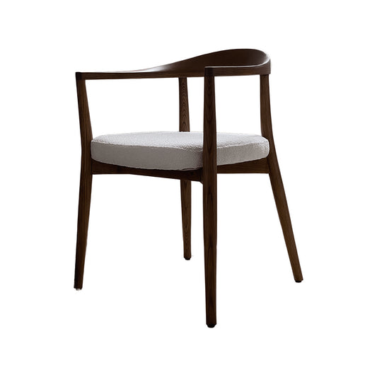 Modern Nordic Solid Ash Wood Curved Hoop Arm Dining Chair with Fabric Cushion