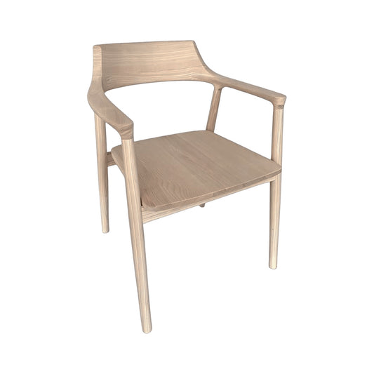 Modern Nordic Solid Ash Wood Integrated Curved Hoop Arm Solid Seat Dining Chair