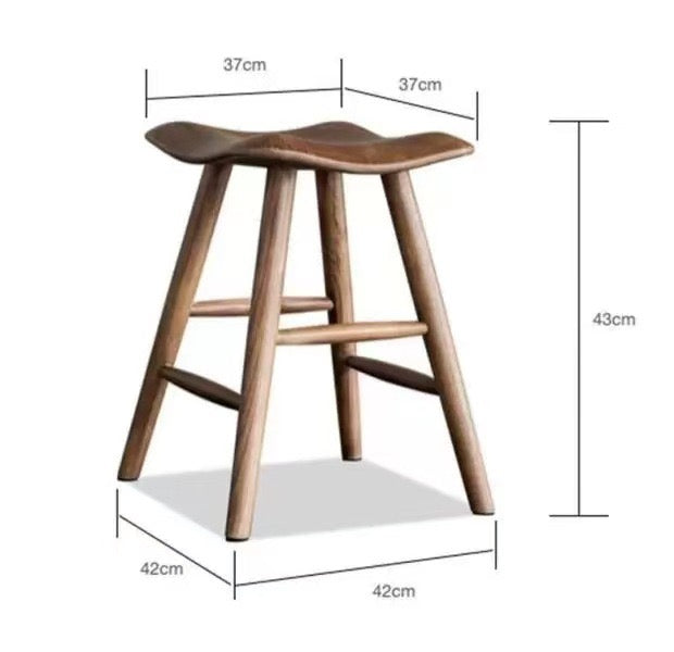 Wabi-Sabi Solid Wood Stool | Minimalist Ash Wood Vanity Chair & Entryway Shoe Bench