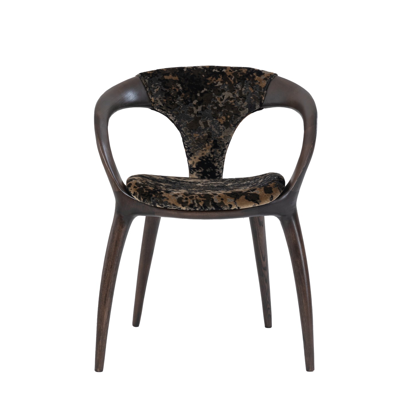 Wholesale "Lanyue" Solid Wood Armchair with Curved Back | Luxury Velvet Upholstered Dining Chair for Fine Dining & Hotel