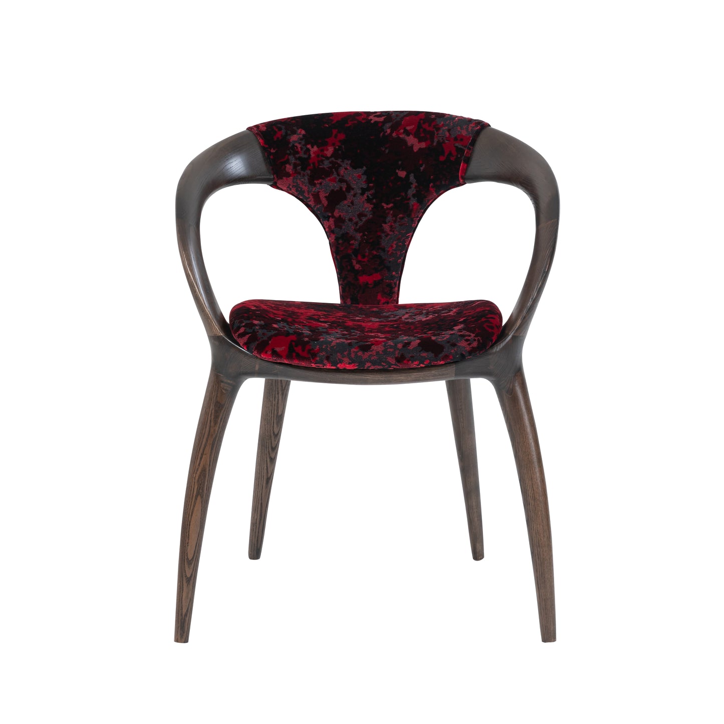 Wholesale "Lanyue" Solid Wood Armchair with Curved Back | Luxury Velvet Upholstered Dining Chair for Fine Dining & Hotel