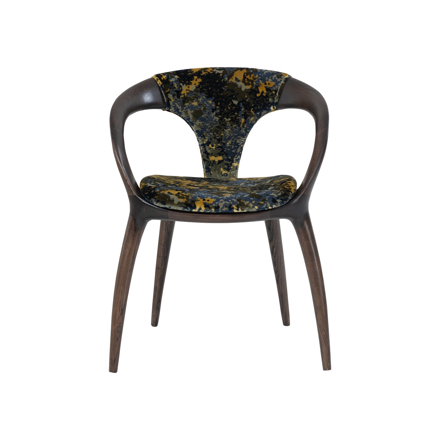 Wholesale "Lanyue" Solid Wood Armchair with Curved Back | Luxury Velvet Upholstered Dining Chair for Fine Dining & Hotel