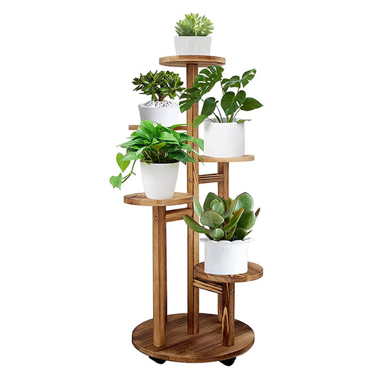 Wood Plant Shelf Corner Display Rack 5 Tiered Tall Plant Stand for Indoor Flower Stand