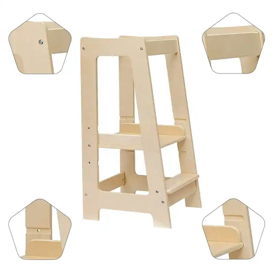 Amusement Park Facilities Climbing Walls Kitchen Helper Learning Tower for Kids Foldable Learning Kitchen Helper Tower, Adjustable Kitchen Kids Learning Stool