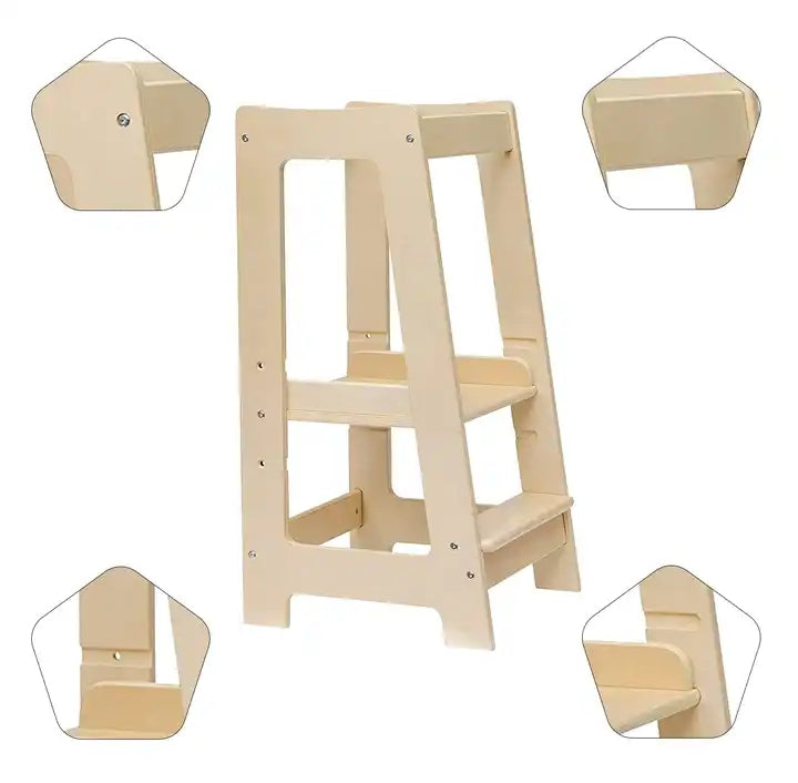 Amusement Park Facilities Climbing Walls Kitchen Helper Learning Tower for Kids Foldable Learning Kitchen Helper Tower, Adjustable Kitchen Kids Learning Stool