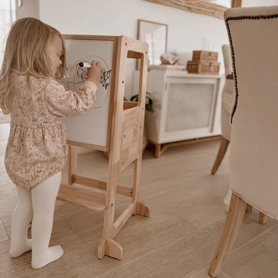 Wooden Adjustable Kids Kitchen Learning Stool