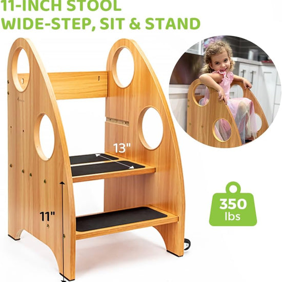 Learning Tower Kitchen Helper Toddler Tower Child Step Stool Kids Kitchen Standing Tower Foldable for Kids Learning