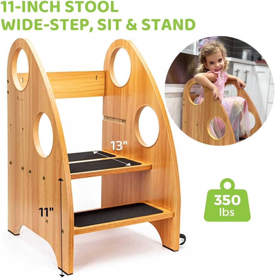Learning Tower Kitchen Helper Toddler Tower Child Step Stool Kids Kitchen Standing Tower Foldable for Kids Learning