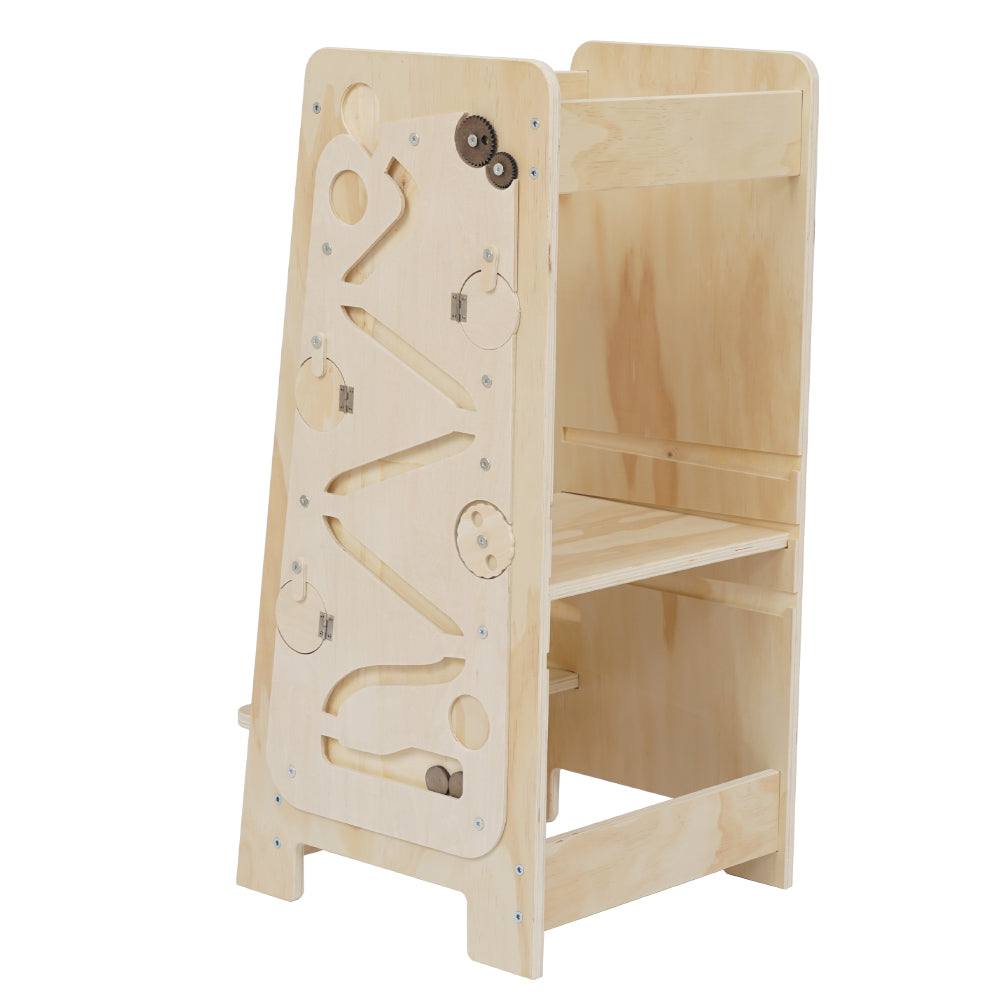Children's Wooden Multifunctional Game Learning Tower Toddler With Blackboard Toddler Footstool Climbing Chair