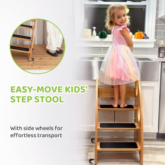 Learning Tower Kitchen Helper Toddler Tower Child Step Stool Kids Kitchen Standing Tower Foldable for Kids Learning